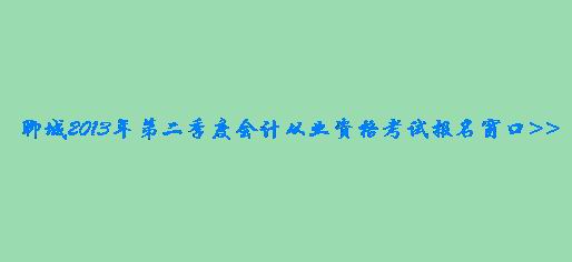 山东聊城2013年第二季度会计从业资格考试报名窗口